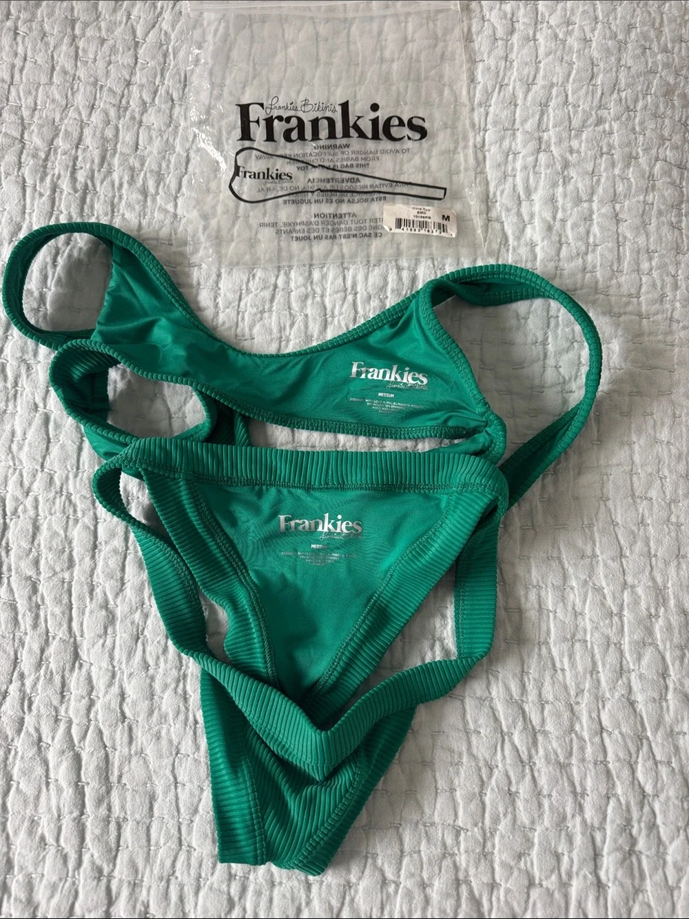 Frankie's Cole Ribbed Bikinis Emerald Cutout Two-Piece Set